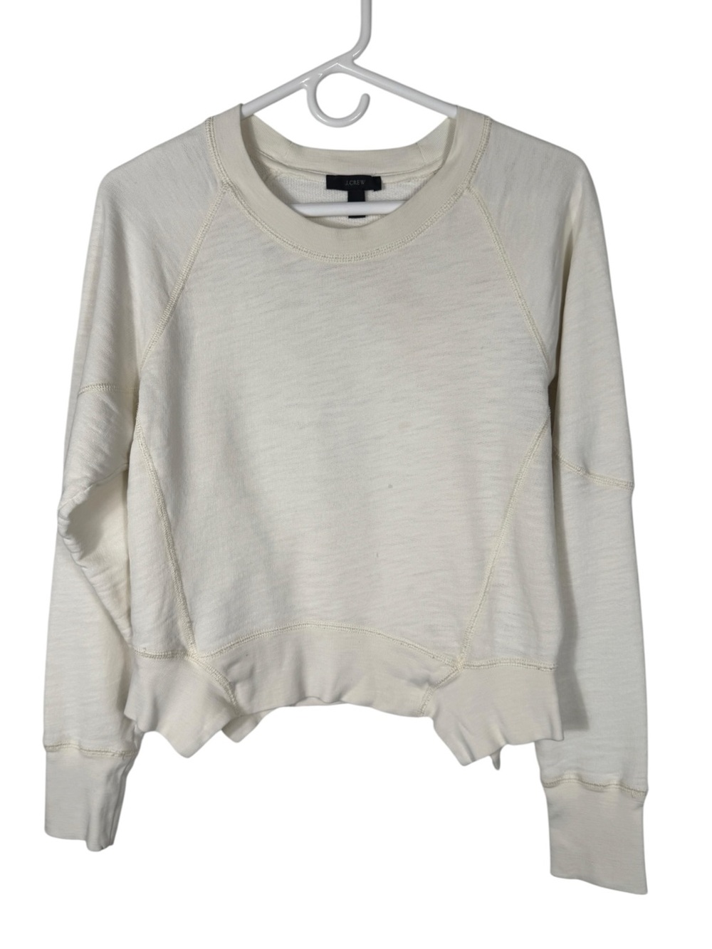 J.Crew Ivory Cotton Raglan Sweatshirt Pullover, Women’s M
